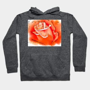 Orange Rosebud In Abstract Hoodie